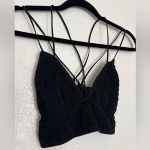 PINK Victoria’s Secret Black Strappy Bralette Crop Top